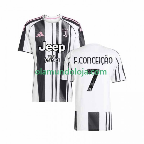 Camisola Juventus Francisco Conceicao 7 Homem Equipamento Primeiro 2025-2026 Manga Curta